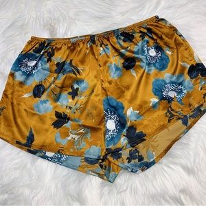 Floral Satin Sleep Shorts Pajamas XS